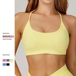 Seamless Sports Bra For Women High Elasticity Breathable Yoga Bra With Removable Pads Crisscross Back Running Fitness Top