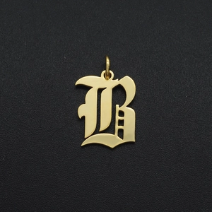 Gold gothic letter B pendant in stainless steel for DIY jewelry making accessories