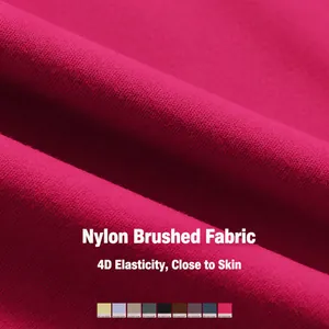 Rose red brushed nylon spandex yoga fabric with four-way stretch for sports t-shirts