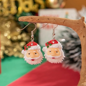 Santa Claus Christmas Earrings Alloy Resin Enamel Cartoon Festive Holiday Party Jewelry For Women