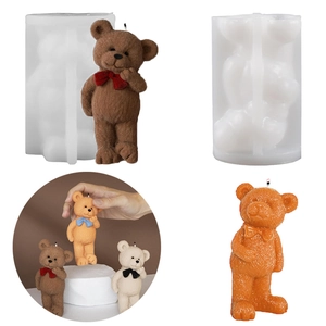 3D Teddybär Silikonform Gentleman Bär Mit Schleife Für DIY Duftkerze Gips Handwerk Ornament Herstellung