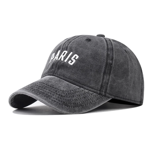 Vintage Washed Cotton Baseball Cap PARIS Letter Embroidery Adjustable Sun Hat For Men Women Outdoor Casual Streetwear