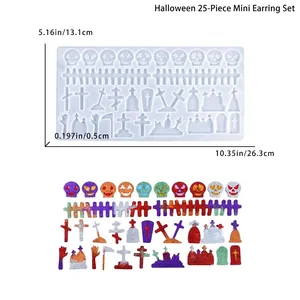 Moldes de silicona para pendientes de Halloween con calabaza y fantasma para resina DIY