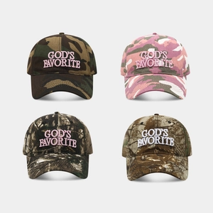 Camouflage Cotton Baseball Cap With God's Favorite 3D Letter Embroidery Adjustable Distressed Sun Protection Hat