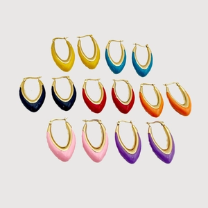 Minimalistische Edelstahl U-Förmige Emaille Ohrringe Für Damen Bunte Geometrische Creolen Modeschmuck Geschenk