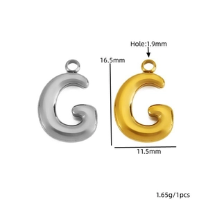 Pendentif lettre G bulle dimensions 16,5mm hauteur en finitions or et argent