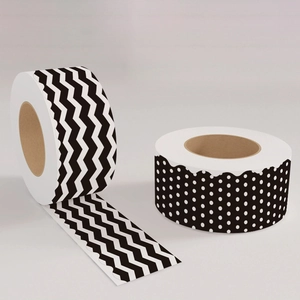 Black and white wavy dot bulletin board border stickers for classroom wall decoration
