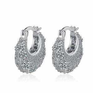 Sparkling Micro Pave Zircon Bag Shaped Huggie Hoop Earrings Copper With 925 Sterling Silver Earring Post