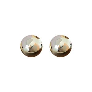 Minimalist silver spherical stud earrings with a high-shine polished metallic finish