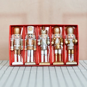 Set di 5 schiaccianoci in legno decorazioni per albero di Natale in scatola regalo