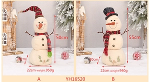 Detailed comparison of embroidered linen snowman dolls with dimensions and weight specs