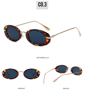 Three-view display of vintage oval tortoiseshell sunglasses with gold metal temples