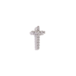 Colgante de cruz de plata en acero inoxidable con textura de cuerda trenzada