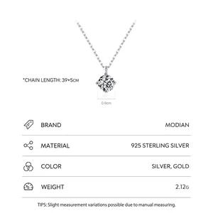 Minimalist S925 sterling silver single diamond necklace with 0.6cm round pendant charm