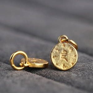 S925 silver gold-plated Tibetan round pendant with antique finish and cultural symbols
