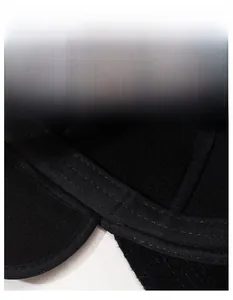 Detail of wide sweatband design on men's winter cap with moisture-wicking fabric