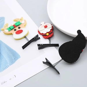 Barrettes de Noël mignonnes avec Père Noël et renne sur fond en tissu élégant