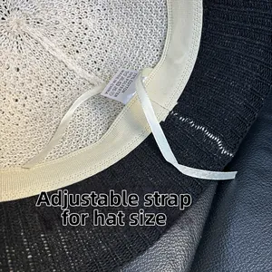 Detail view of the adjustable inner drawstring and breathable cotton blend knit material