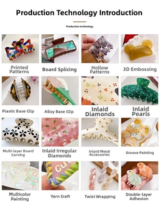 Detailed grid showing 16 various manufacturing techniques for pearl hair accessories
