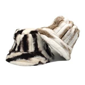 Striped Faux Fur Bucket Hat Winter Warm Plush Tie Dye Basin Hat For Women Men Outdoor Travel Casual Soft Thickened