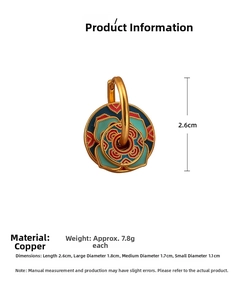 Detailed size specifications of retro multi-wear enamel drop oil earrings in copper