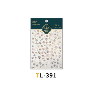 Detailed holographic ocean stickers featuring shells and starfish for 3D nail art designs