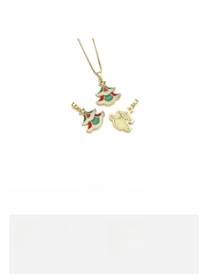 Detailed specs for Christmas tree pendant made of 18K gold plated copper and red-green oil