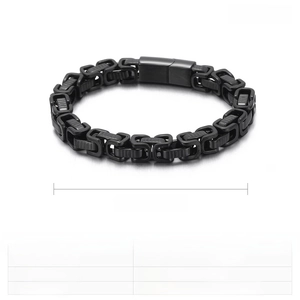 Spécifications du bracelet gourmette hip-hop en acier inoxydable noir de 215x8mm