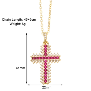 Cross pendant dimensions 41x22mm with 45+5cm chain length and 6g product weight details
