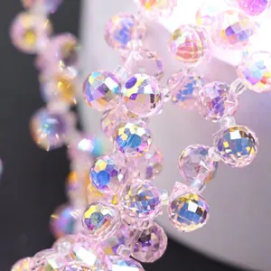 Faceted strawberry crystal glass beads with AB iridescent coating for DIY jewelry making