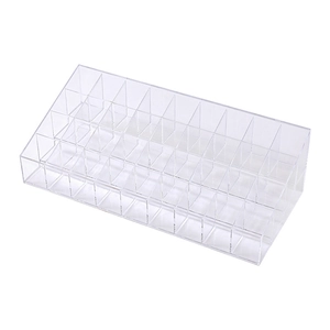 Clear 40-grid acrylic lipstick organizer with dustproof lid for desktop cosmetic storage