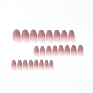 Matte grape purple gradient coffin press-on nails set of 24 pieces in ombre style