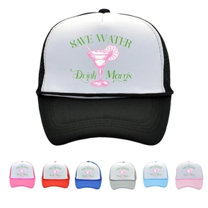 Save Water Drink Margs Print Trucker Hat Breathable Mesh Adjustable Baseball Cap Sunshade Curved Brim Polyester Headwear