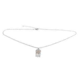 Elegant silver dreamcatcher tassel pendant necklace in polished titanium steel for women