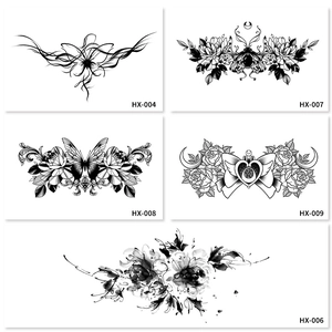 Adesivi per tatuaggi semipermanenti a base di erbe con motivi floreali e farfalle