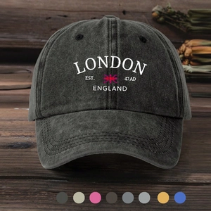 London England Letter Print Washed Baseball Cap Vintage Adjustable Sun Protection Soft Dad Hat For Outdoor Travel