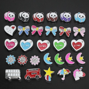 Alloy Rhinestone Cartoon Slider Charms For 8mm Wristband DIY Bracelet Jewelry Making Enamel Panda Heart Butterfly Beads Accessories