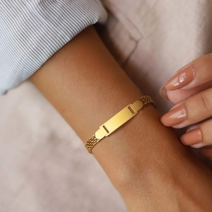 Stainless Steel ID Bracelet Blank Curved Plate Identification Jewelry For Baby Kids Women Adjustable Link Chain