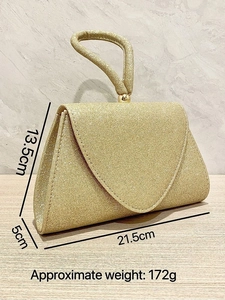 Golden shimmering evening handbag with 21.5cm length and dimensions for parties
