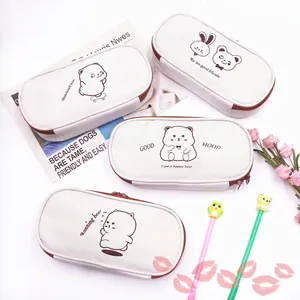 Cartoon bear stationery pencil case in large capacity oxford fabric with zippers