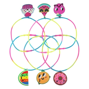 Kids fruit party jewelry set with colorful rings featuring watermelon and strawberry charms