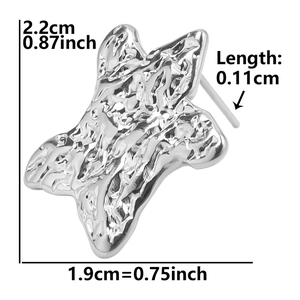 Detailed size specifications for irregular starfish shaped stainless steel stud earring