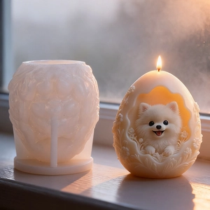 3D Pomeranian egg-shaped relief silicone mold for DIY candles and aromatherapy plaster