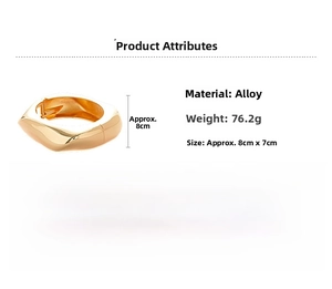 Dettagli del bracciale geometrico dorato irregolare con peso di 76,2g e info materiale