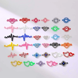 Colorful alloy heart and lightning pendants with enamel coating and rhinestone details