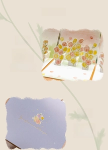 Detail of 3D tulip greeting card showing layered floral design and gold foil lettering
