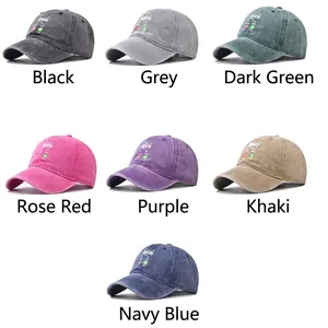 Washed cotton baseball caps with Jesus embroidery shown in multiple color options