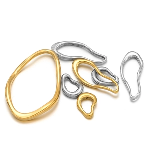 Irregular Geometric Oval Charms Stainless Steel Gold Plated Hollow Frame Pendants DIY For Necklace Bracelet Making