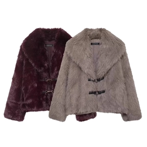 Cappotto In Pelliccia Sintetica Da Donna Giacca Corta In Peluche Morbido Colletto A Revers Maniche Lunghe Con Ganci