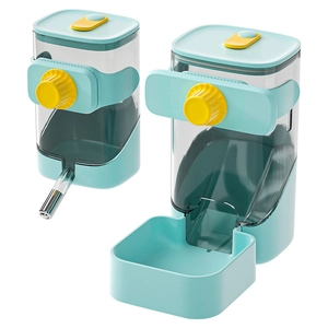 Distributeur automatique d'eau et de nourriture pour cage, ensemble bleu et jaune pour animaux
